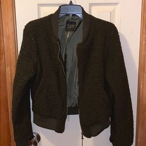 Olive Faux Fur Bomber Jacket